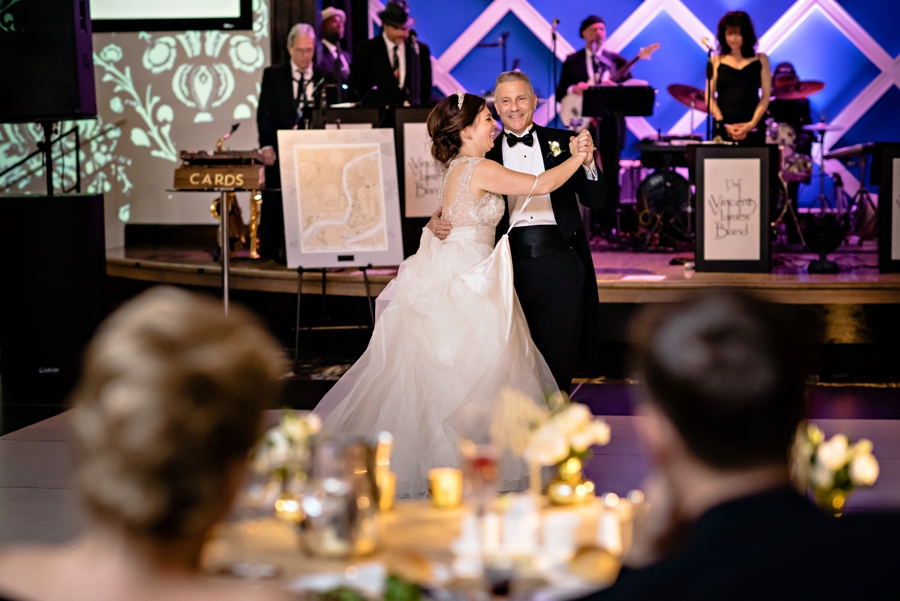 A father dancing with his daughter at her wedding in Philadelphia.